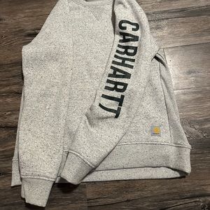 Women's Relaxed Fit Midweight Crewneck Block Logo Sleeve Graphic Sweatshirt M